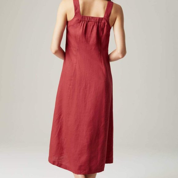 J. Jill 100% linen button front midi dress NWT L red - Picture 4 of 5